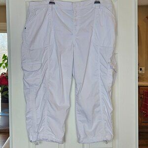 Style & Co White Cargo Capri Pants Women’s 18W Drawstring Hem Casual